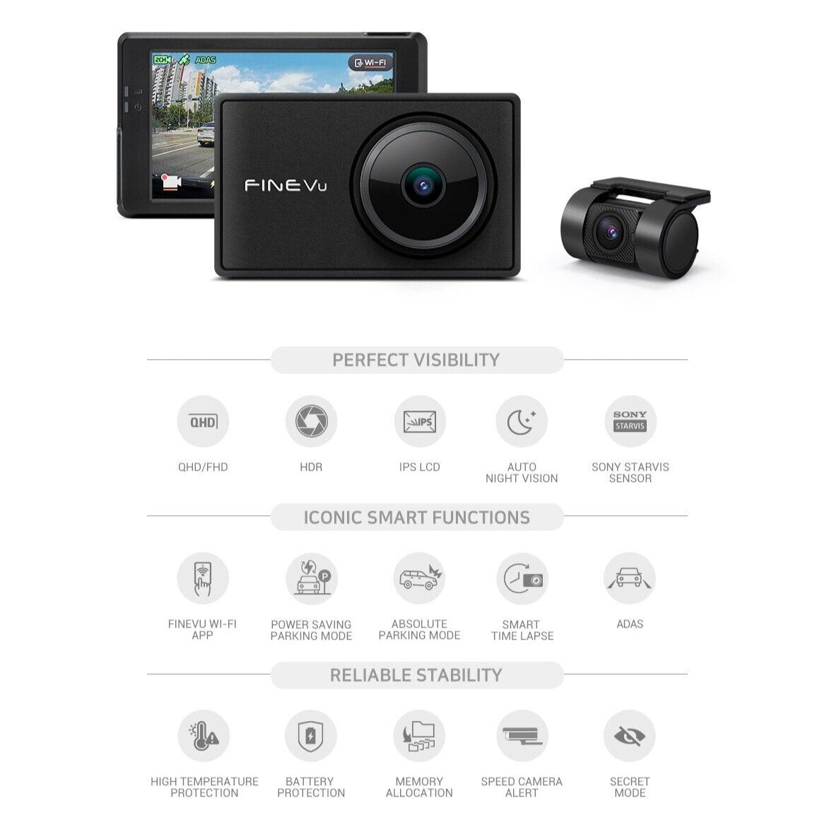 FineVu GX7000-2ch Dash Cam + Free 128gb SD card best dash cams Australia dash cams Australia BlackVue dash cams, iroad dash cam, Dash Cams Australia, Best Dash Cams Australia 2025, Thinkware Dash Cams Australian Dash Cams