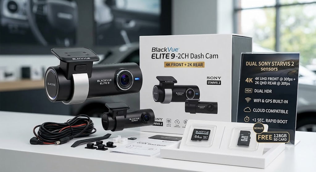 BlackVue ELITE 9-2CH - 64GB + Free 128GB SD Card best dash cams Australia dash cams Australia BlackVue dash cams, iroad dash cam, Dash Cams Australia, Best Dash Cams Australia 2025, Thinkware Dash Cams Australian Dash Cams