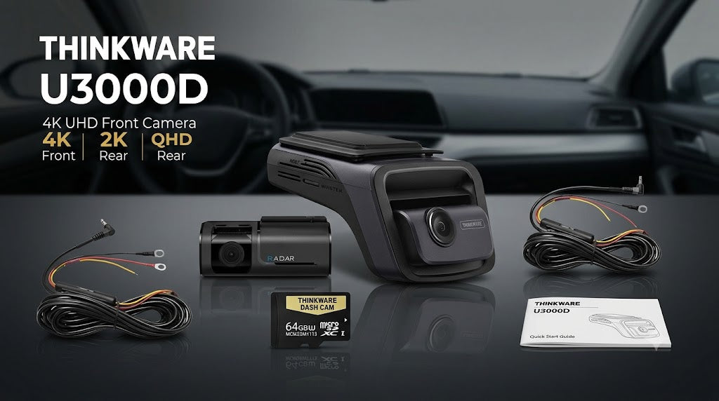 Thinkware U3000D 4K UHD Front + 2K QHD Rear Dash Cam-64gb