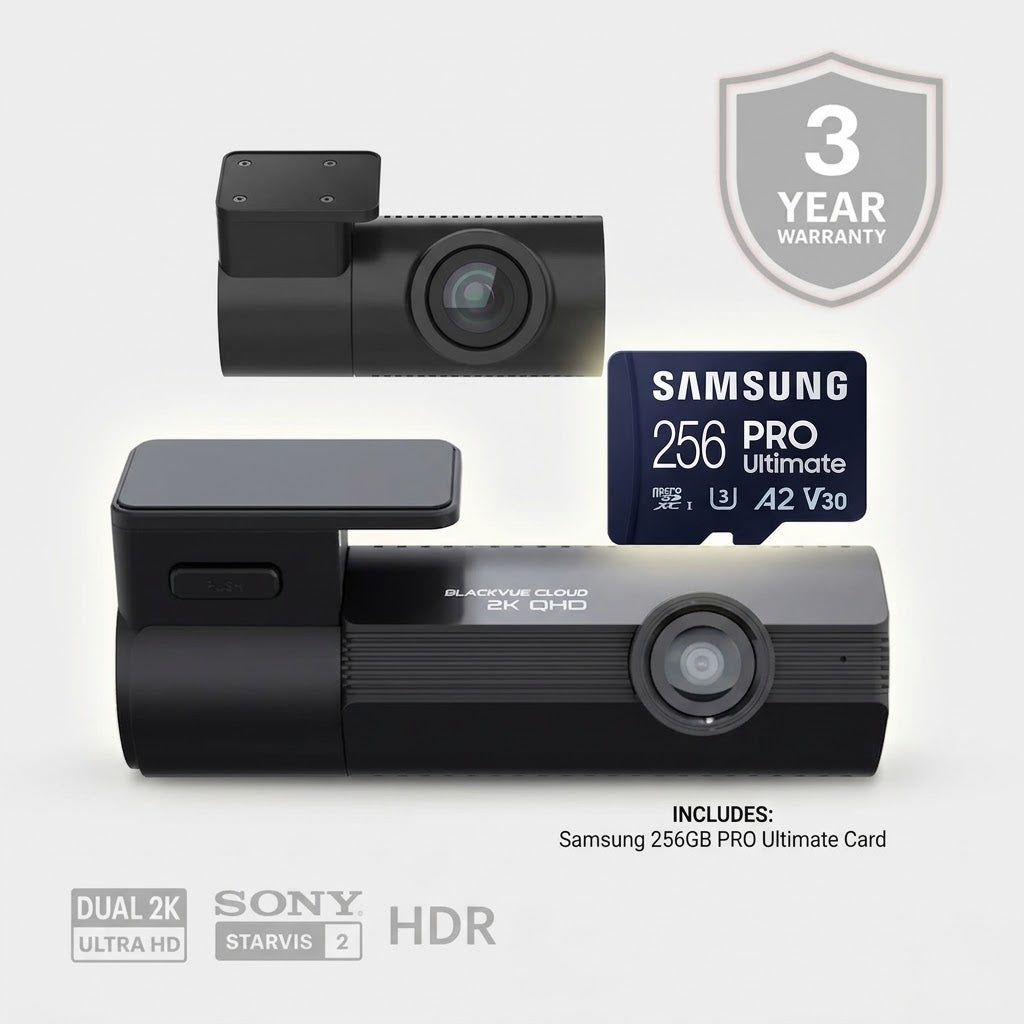 BlackVue ELITE8-2CH-64GB + 256GB Samsung Blackvue Compatible SD Card best dash cams Australia dash cams Australia BlackVue dash cams, iroad dash cam, Dash Cams Australia, Best Dash Cams Australia 2025, Thinkware Dash Cams Dash Camera Bundles BlackVue