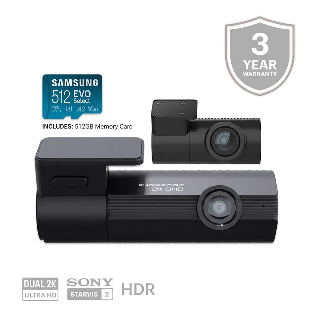 BlackVue ELITE8-2CH-64GB + 512GB Samsung Blackvue Compatible SD Card best dash cams Australia dash cams Australia BlackVue dash cams, iroad dash cam, Dash Cams Australia, Best Dash Cams Australia 2025, Thinkware Dash Cams Dash Camera Bundles BlackVue